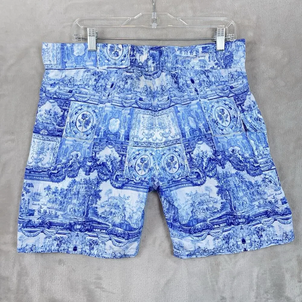 Antica Sartoira Blue Toile Board Swim Shorts Men's M Giacomo Cinque Positano - Picture 2 of 11